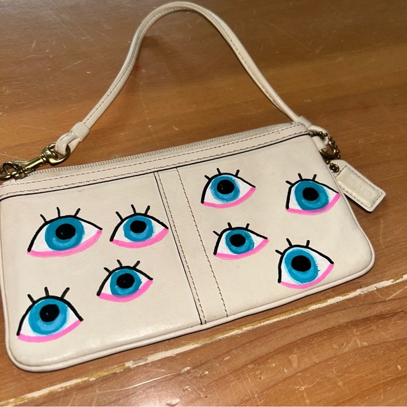 Coach White and Brown Wristlet - Picture 4 of 5